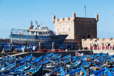 Essaouira, Fas liman mavi deniz araçları