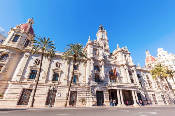 Plaza Ayuntamiento med det historiske rådhus i Valencia, Spanien - Stock-foto