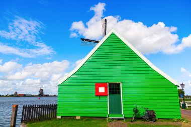 windmill with side building in Zaanse Schans, Netherlands