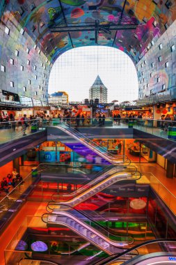 inside of the modern market hall in Rotterdam, Netherlands