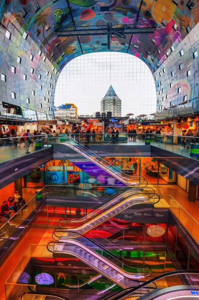 Inside of the modern market hall in Rotterdam, Netherlands — Stock Fotó