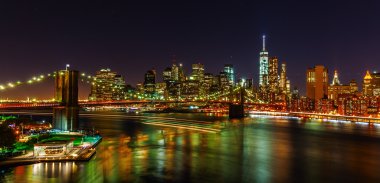 Doğu Nehri ve Manhattan, Nyc, manzarası, gece