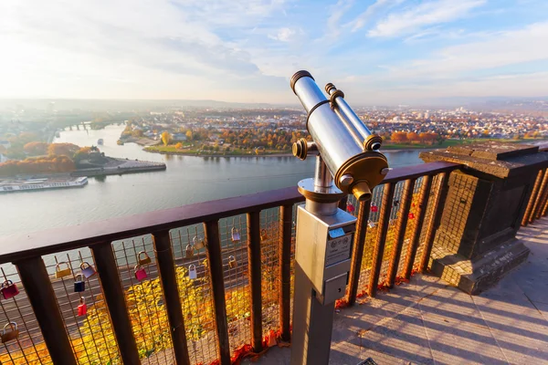 Flygfoto till tyska hörnet i Koblenz, Tyskland — Stockfoto