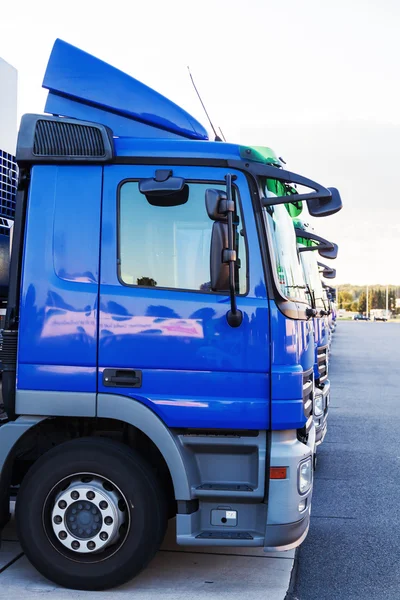 Niebieski ciężarówki z rzędu — Zdjęcie stockowe