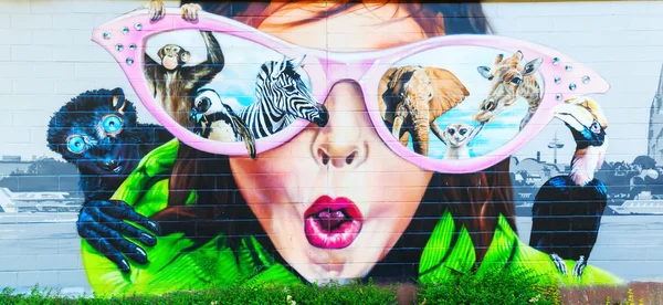 Graffiti en la pared del zoológico de Colonia, Alemania — Foto de Stock