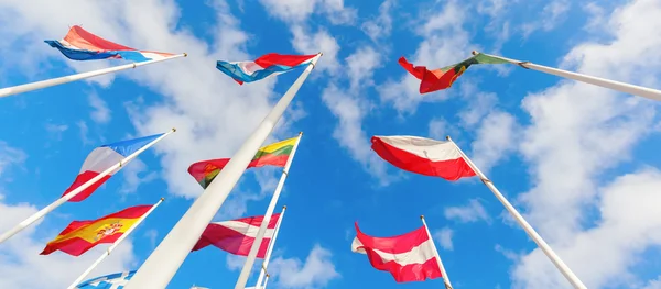 Європейська прапори в Люксембурга, район Європейський — стокове фото