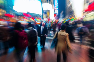 Geceleri, Times Square, Nyc, insanların kalabalıklar ile Zoom Resim