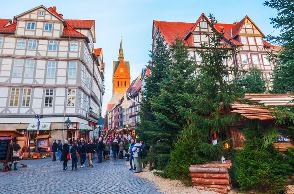 Noel pazarı Hannover'de eski şehir — Stok fotoğraf