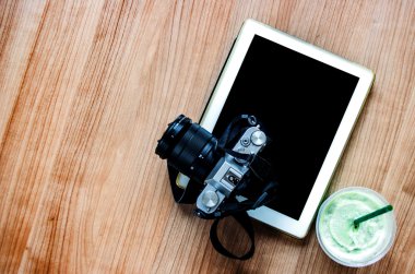 düz shot fotoğraf makinesi yeşil çay tablet