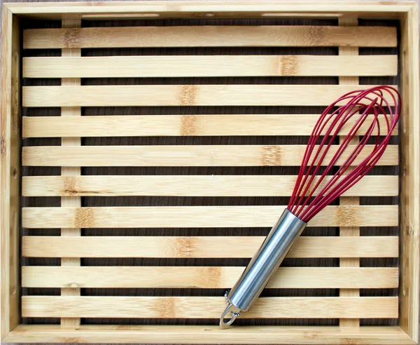 Kitchenware on wood board — Stock Photo, Image