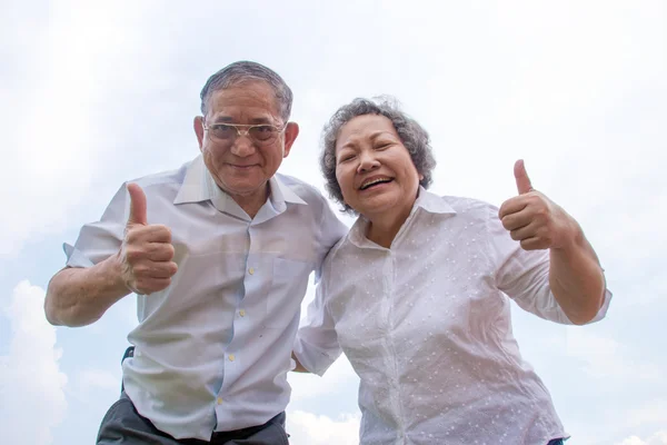 Casal asiático avó e avô feliz — Fotografia de Stock