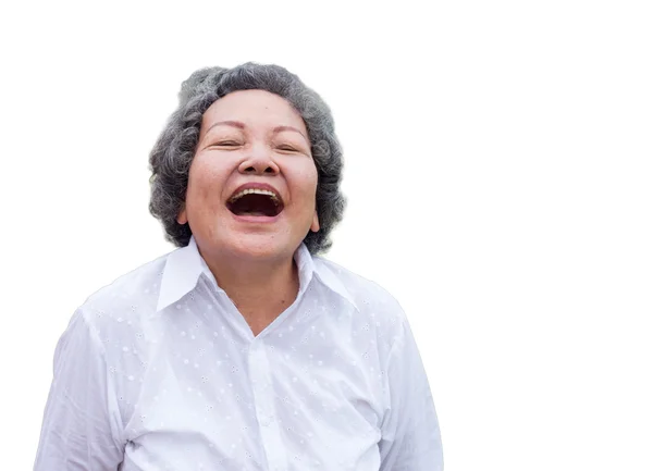 Aziatische vrouw lachen met gelukkige tijd — Stockfoto