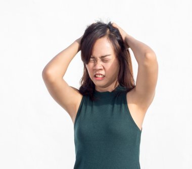 Asya Taylandlı Bayan stres kafa var