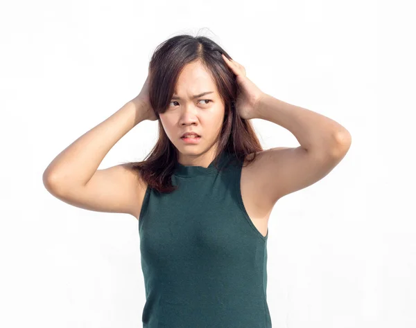 アジア タイ女性ストレスの頭を持っています。 — ストック写真