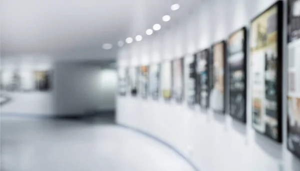 Abstract Blur Art Gallery White Wall Walk Way — Stock Photo, Image