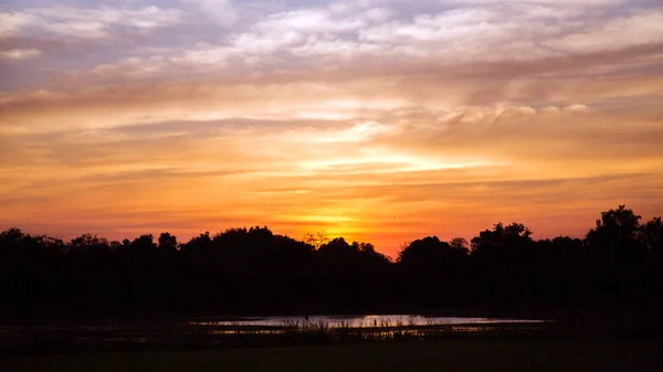 Ligne Horizontale Avec Coucher Soleil Romantique Crépuscule — Photo