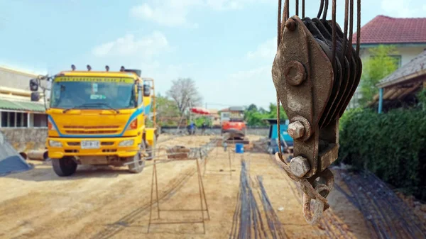 Ijzeren Haspel Bouwplaats Bouwplaats Nieuw Huisconcept Bouwen — Stockfoto