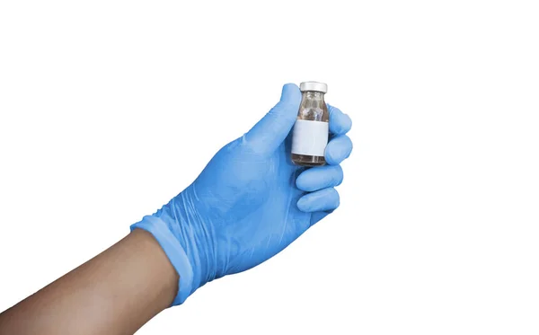 Luva Higiene Cientista Segurar Vacina Medicamento Médico Fundo Isolado — Fotografia de Stock
