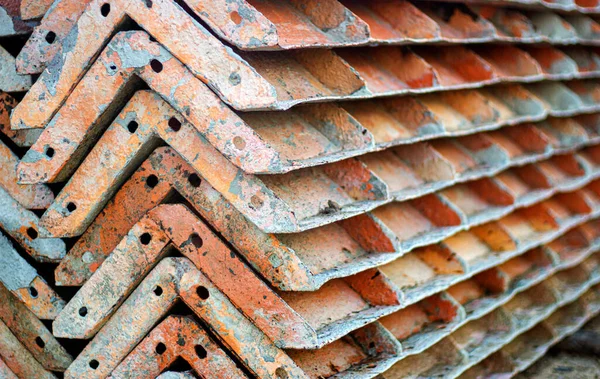 Stahlsäulen Rahmenkonstruktion Vor Ort Für Betonpfeiler Werkzeug Und Stahlstangen Konzept — Stockfoto