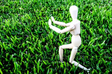 ahşap model poz Tai ji egzersiz konsepti için