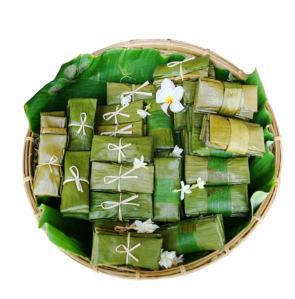 Thai-Dessert in Bananenblatt. — Stockfoto