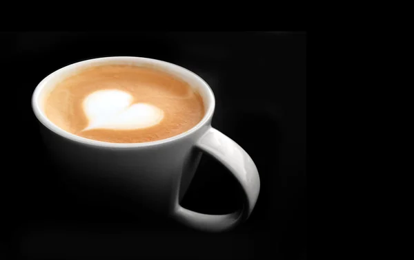 Cup of latte art coffee heart symbol — Stock Photo, Image