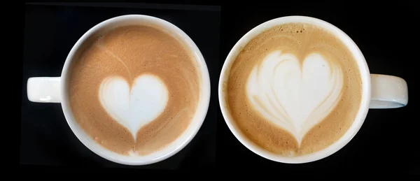 Latte sanat kahve kalp sembol fincan — Stok fotoğraf