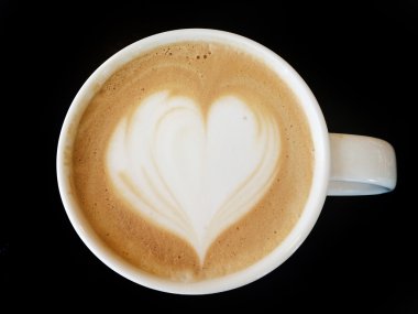 Sanat cappuccino kahve kalp sembol fincan
