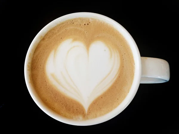 Cup of art cappuccino coffee heart symbol — Stock Photo, Image