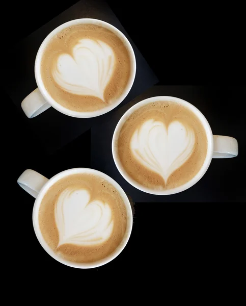 Cup of art cappuccino coffee heart symbol — Stock Photo, Image