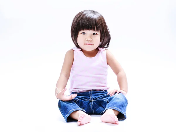 Asian girl sitting isolate — Stock Photo, Image