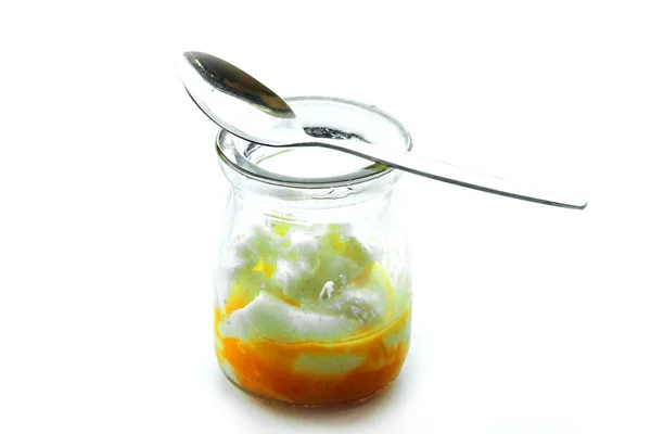 Boiled minute egg and fish sauce for breakfast — Stock Photo, Image