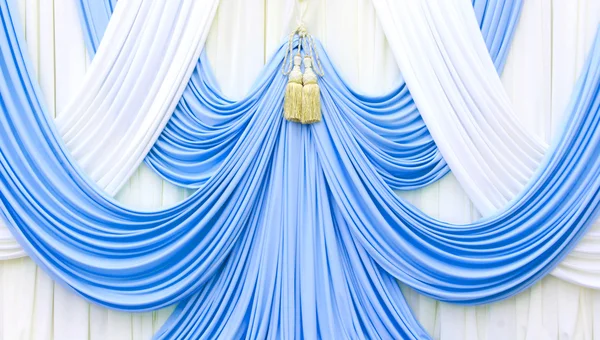 Cortina azul y blanco en el escenario — Foto de Stock
