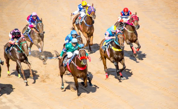 Moving jocky and horse racing sport — Stock Photo, Image