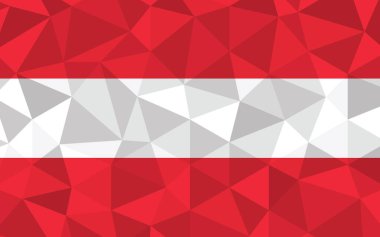 Düşük polyester Avusturya bayrak vektör illüstrasyonu. Üçgen Avusturya bayrağı grafiği. Avusturya bayrağı bağımsızlığın sembolüdür..