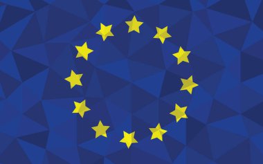 Düşük polyester Avrupa bayrak vektör çizimi. Üçgen Avrupa bayrağı grafiği. Avrupa ülke bayrağı bağımsızlığın bir sembolüdür.