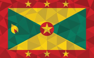 Düşük poli Grenada bayrak vektör çizimi. Üçgen Grenadian bayrağı grafiği. Grenada ülke bayrağı bağımsızlığın sembolüdür..