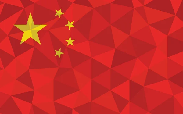 Ilustrasi Vektor Bendera China Poly Rendah Grafik Bendera China Segitiga - Stok Vektor