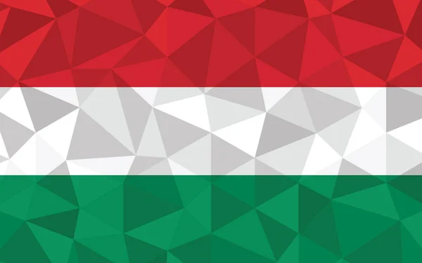 Düşük Polyester Macaristan Bayrak Vektör Çizimi Üçgen Macar Bayrağı Grafiği — Stok Vektör