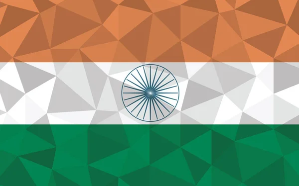 低ポリインド国旗ベクトルイラスト 三角形のインドの旗のグラフィック インドの国旗は独立の象徴です — ストックベクタ