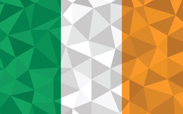 Baixo Poli Irlanda Bandeira Vetor Ilustração Bandeira Triangular Irlandesa Gráfica —  Vetores de Stock