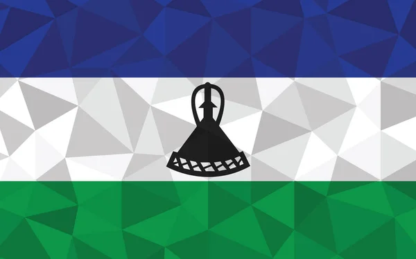 Illustrazione Vettoriale Della Bandiera Del Lesotho Basso Poli Grafica Triangolare — Vettoriale Stock