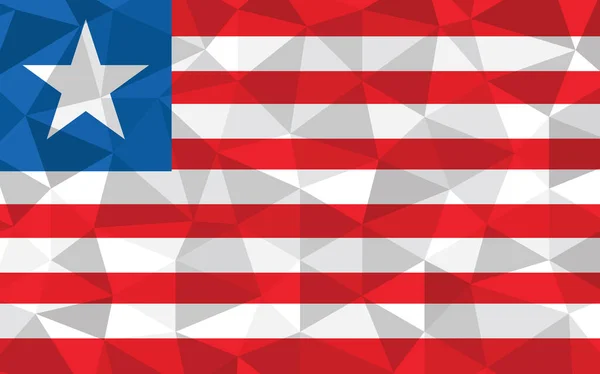 Niski Poli Liberia Flaga Wektor Ilustracja Trójkątna Liberyjska Flaga Graficzna — Wektor stockowy