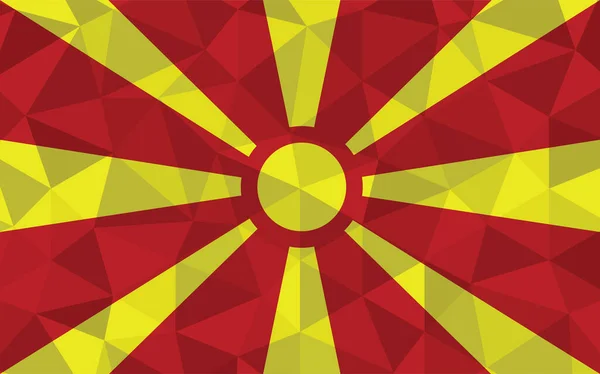 Låg Poly Makedonien Flagga Vektor Illustration Trekantiga Makedonska Flaggan Grafisk — Stock vektor
