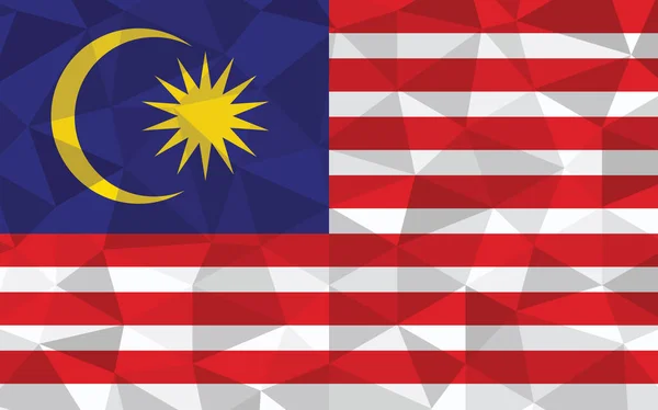 Ilustrasi Vektor Bendera Malaysia Poly Rendah Grafik Bendera Malaysia Segitiga - Stok Vektor