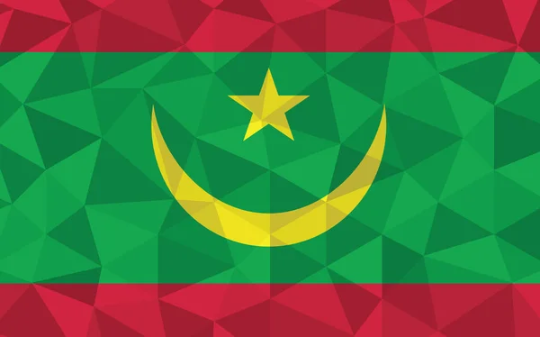 Nízko Poly Mauritania Vlajkové Vektorové Ilustrace Trojúhelníková Mauritánská Vlajka Státní — Stockový vektor
