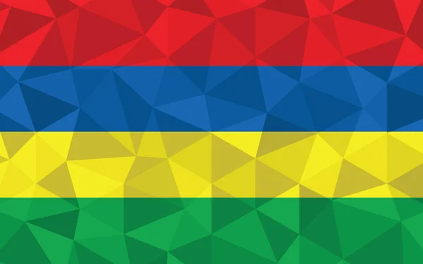 Düşük polyester Mauritius bayrak vektör çizimi. Üçgen Mauritian bayrağı grafiği. Mauritius bayrağı bağımsızlığın sembolüdür..