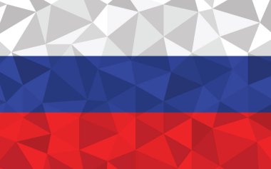 Düşük polyester Rusya bayrak vektör illüstrasyonu. Üçgen Rus bayrağı grafiği. Rusya ülke bayrağı bağımsızlığın sembolüdür..