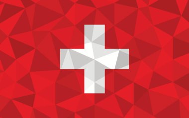 Düşük polimerli İsviçre bayrak vektör çizimi. Üçgen İsviçre bayrağı grafiği. İsviçre ülke bayrağı bağımsızlığın sembolüdür..