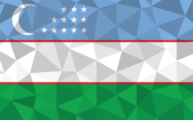 Düşük poli Özbekistan bayrak vektör çizimi. Özbekistanlı üçgen bayrak grafiği. Özbekistan ülke bayrağı bağımsızlığın sembolü.